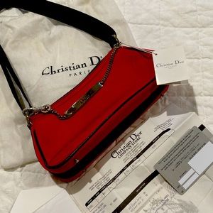 100% Authentic Christian Dior - Hardcore Zip Shoulder Bag Jersey Small Red
